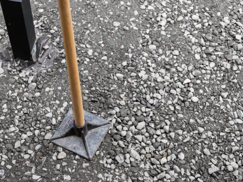 Use a tamper to compact gravel